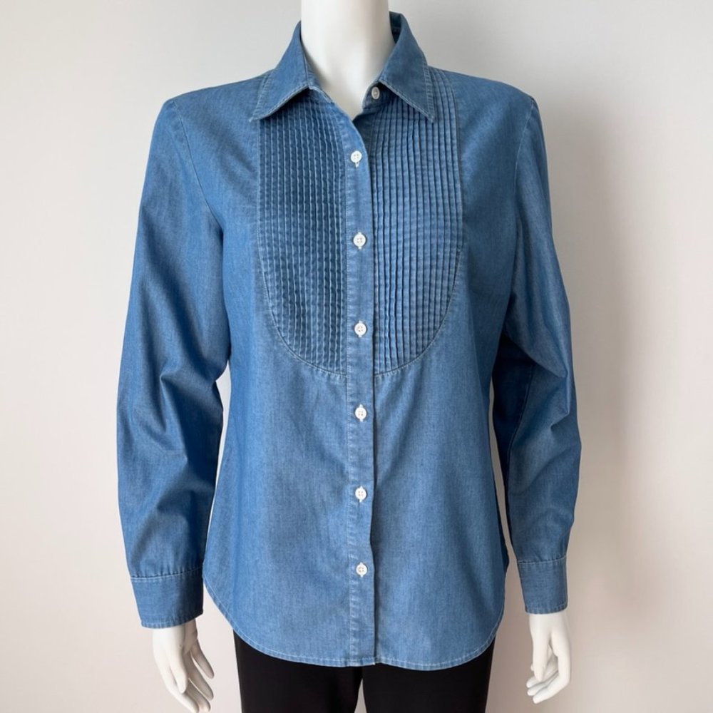 J. Mclaughlin Chambray Button Front Long Sleeve S… - image 1